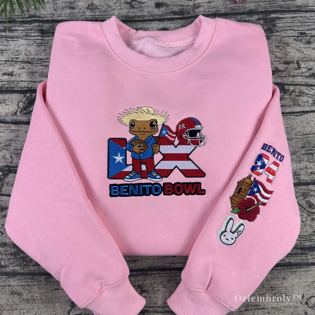 Here for the Benito Bowl embroidered football sweatshirt