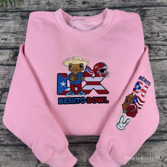 Here for the Benito Bowl embroidered football sweatshirt