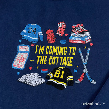 detailed hockey icons embroidery jerseys skates sticks books