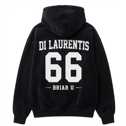Hockey romance embroidered hoodie with varsity design
