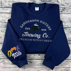 Embroidered Halloween embroidery sweatshirt/Spooky, sleeve hocus pocus, ghost, Y2K Style Embroidered Crewneck| Sanderson sisters brewing co