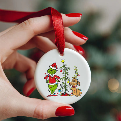 Christmas ornament Grinch with dog Max