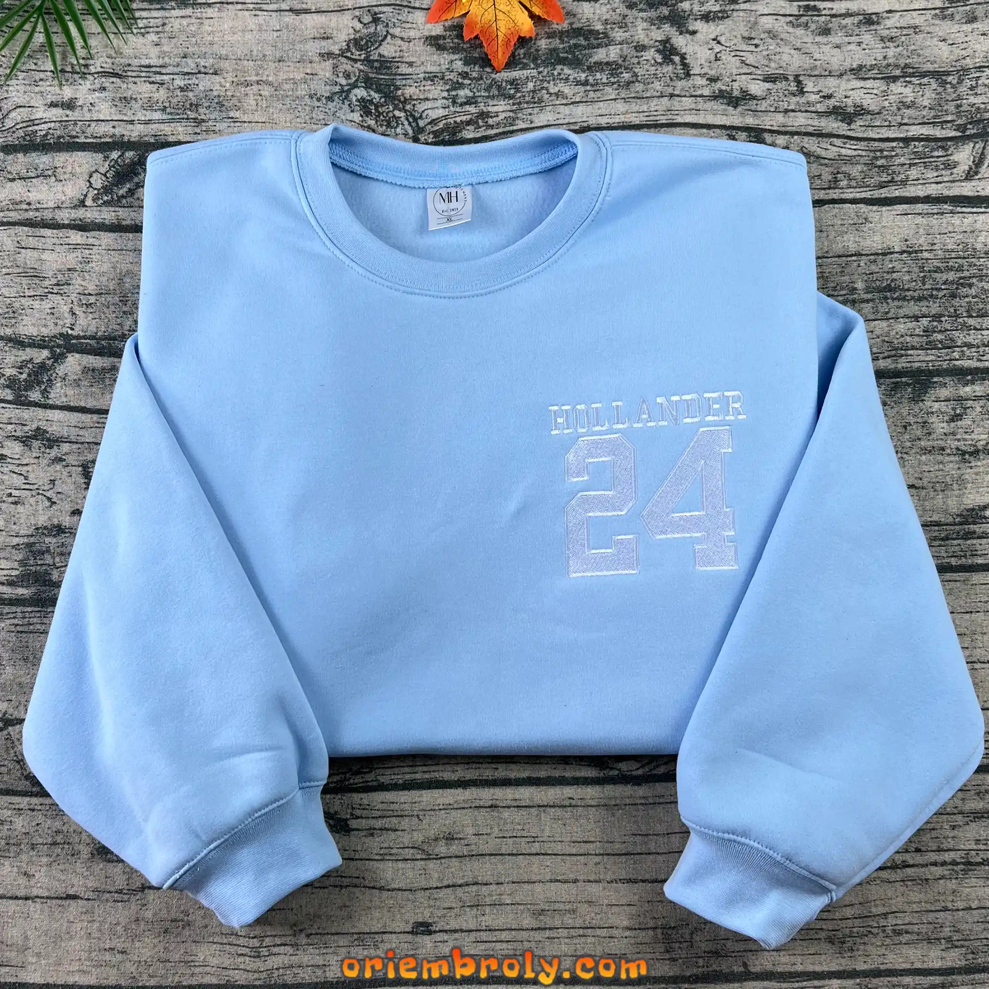 Embroidered Hollander 24 crewneck sweatshirt front view