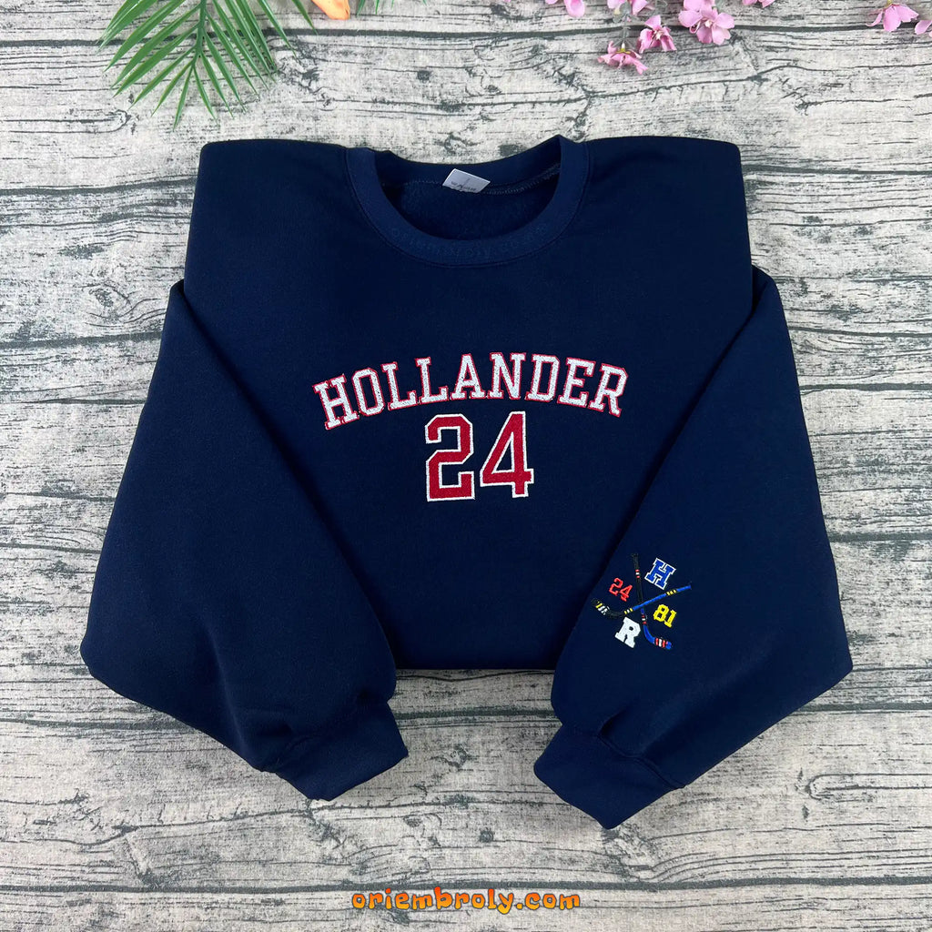 Hollander 24 hockey fan embroidered crewneck sweatshirt