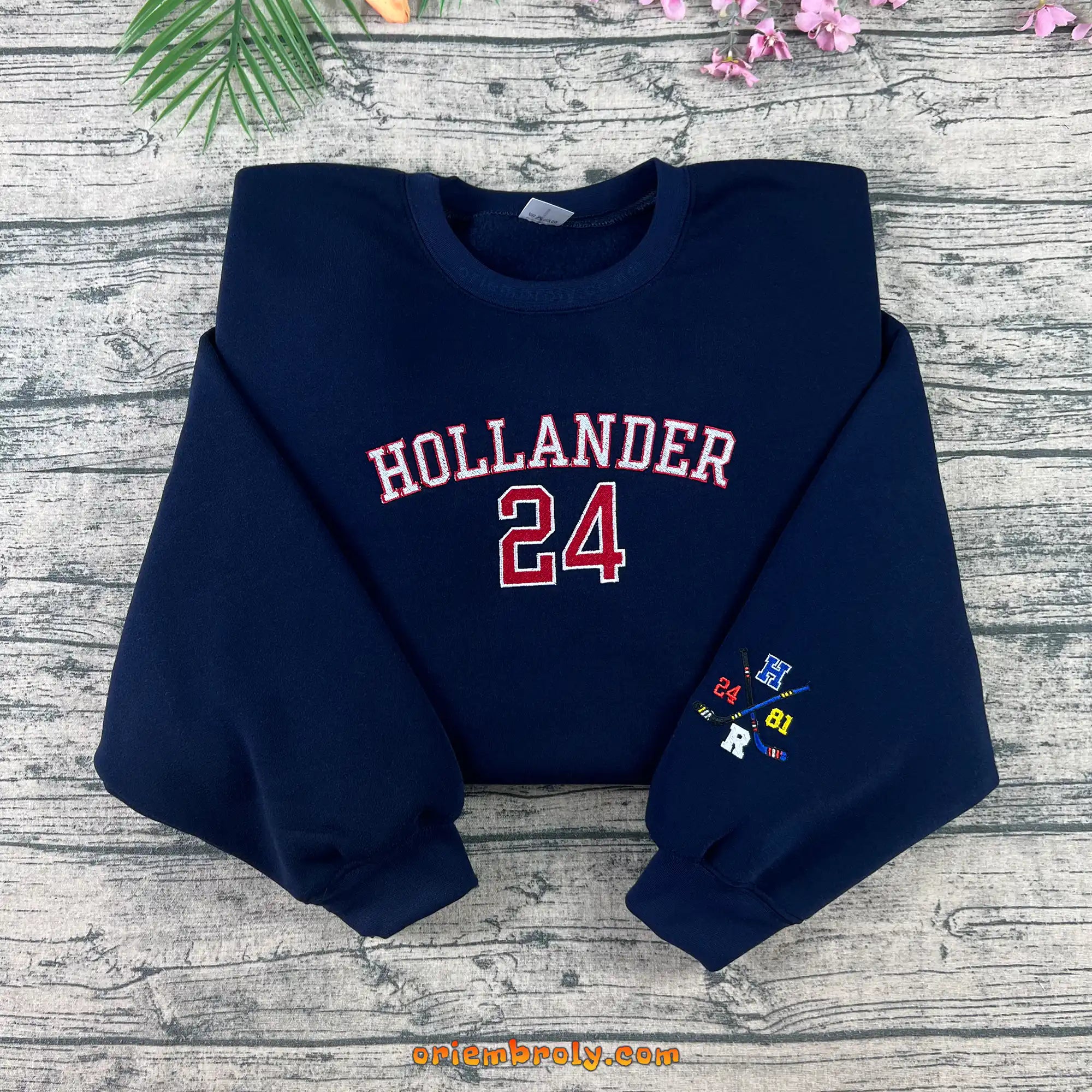 Hollander 24 hockey fan embroidered crewneck sweatshirt