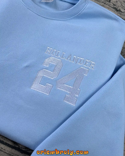 Matching fan sweatshirt set with number embroidery