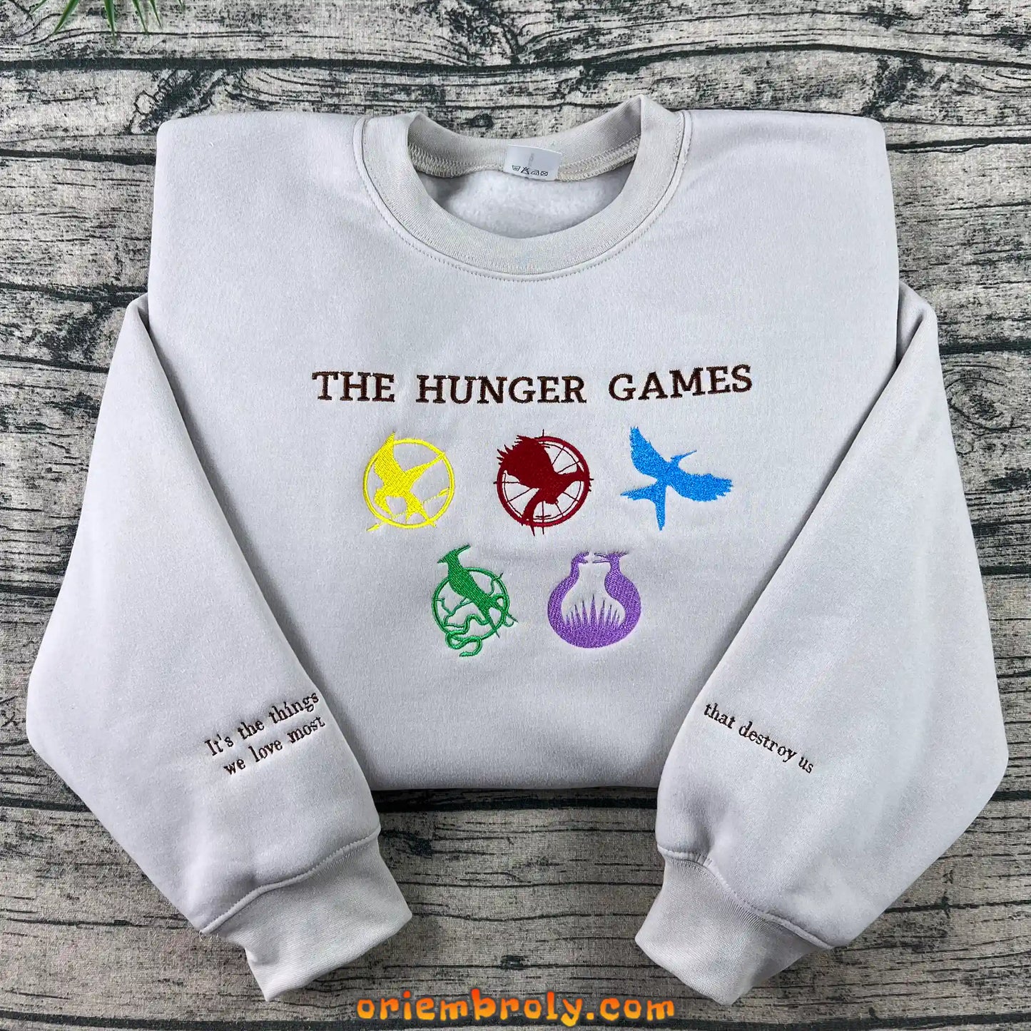 Hunger Games Mockingjay embroidered sweatshirt front view