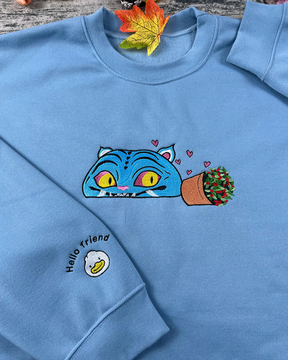 Huntrix derpy demon tiger hoodie, Kpop Saja Boys embroidered shirt, anime Y2K style clothing gift