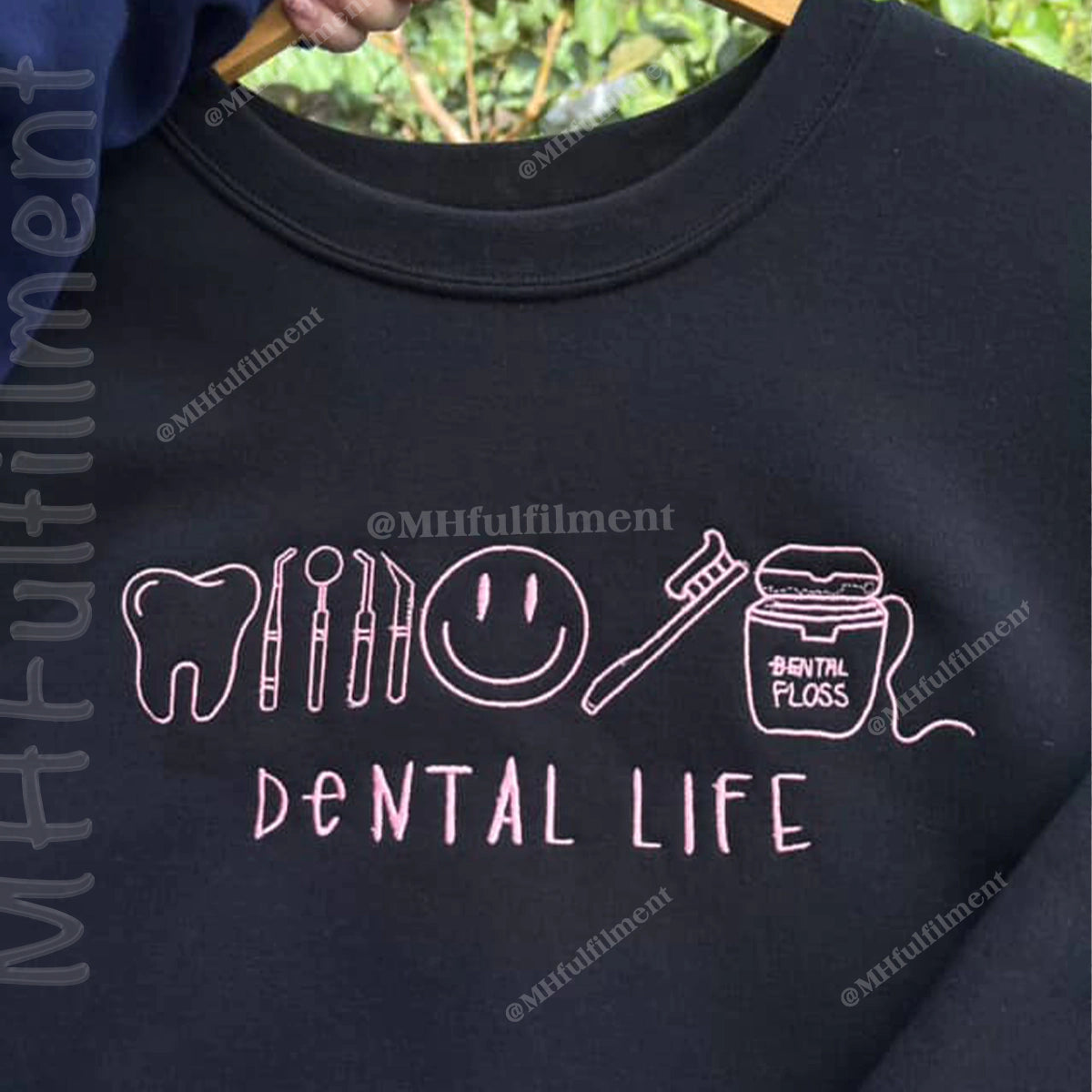 Cute dental-themed embroidered sweatshirt for dental staff and clinics