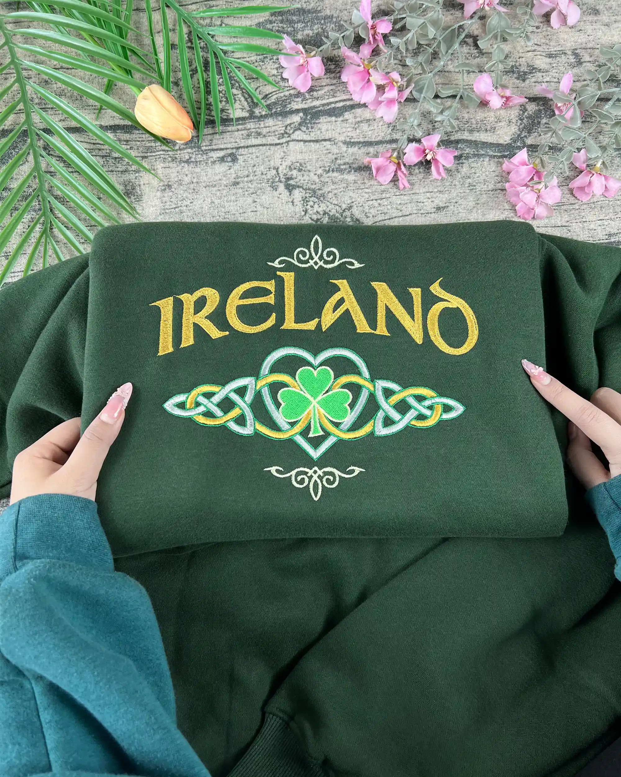 orest green Ireland embroidered crewneck sweatshirt