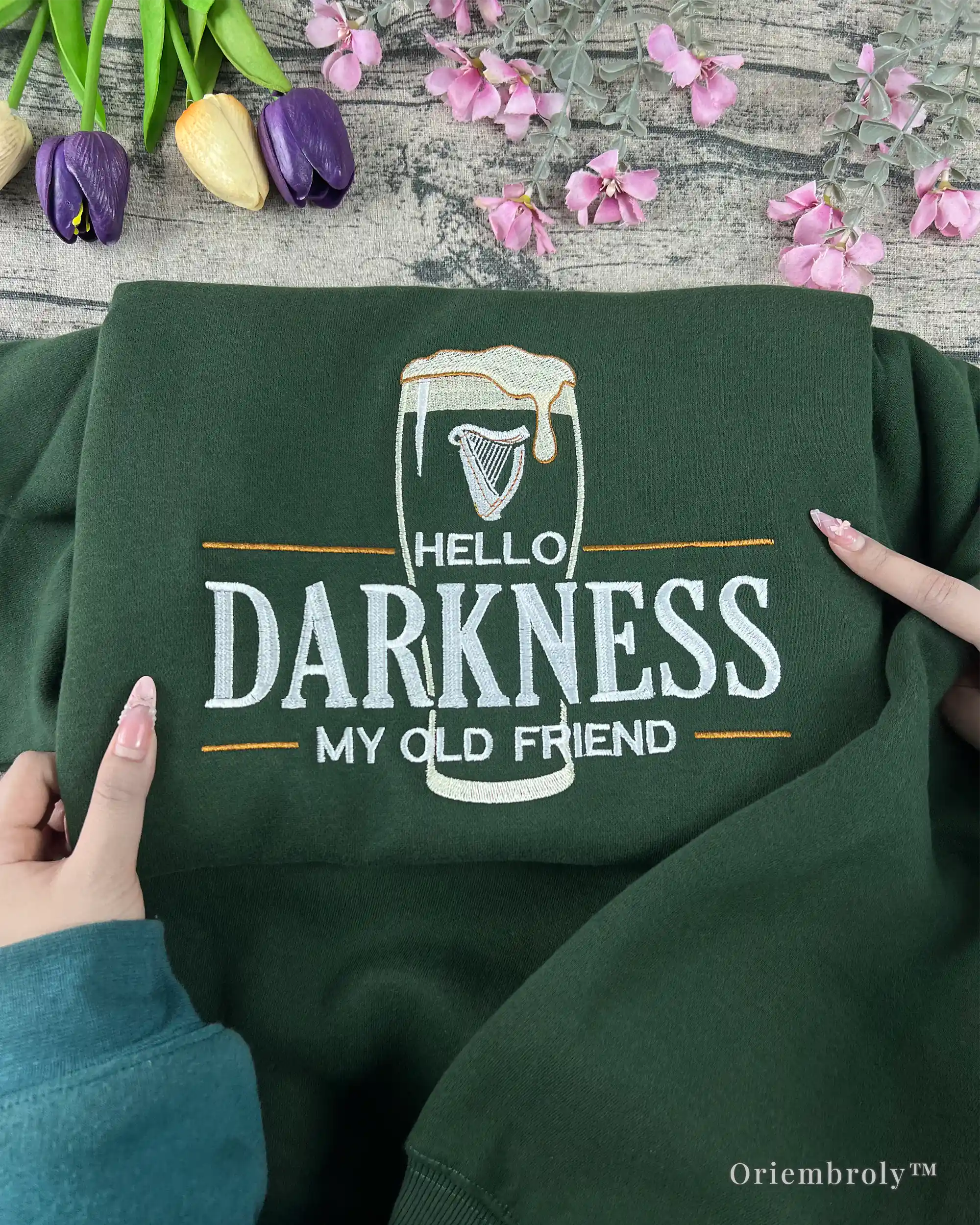 humorous irish stout inspired embroidered sweatshirt