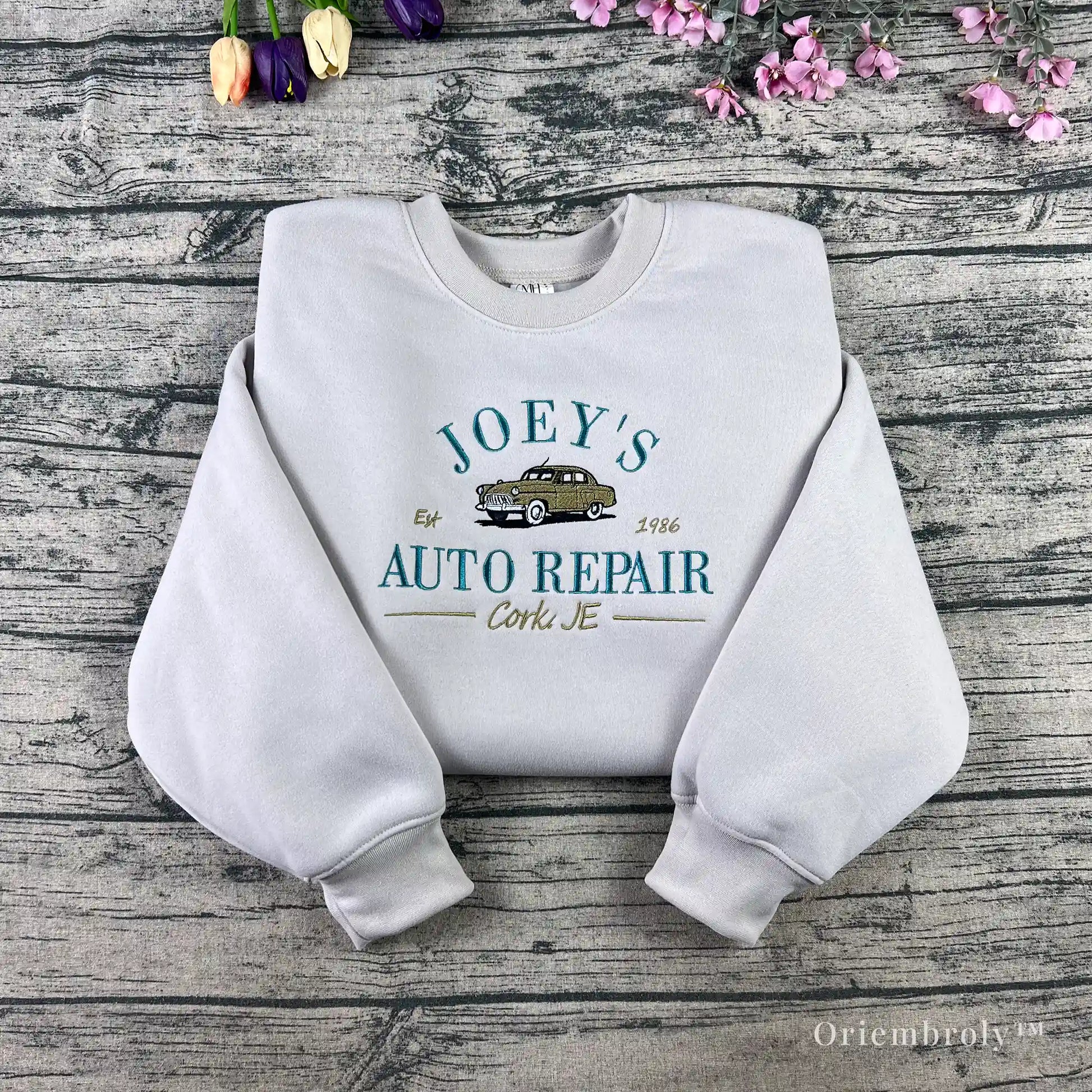 Joey’s Auto Repair embroidered crewneck from Boys of Tommen