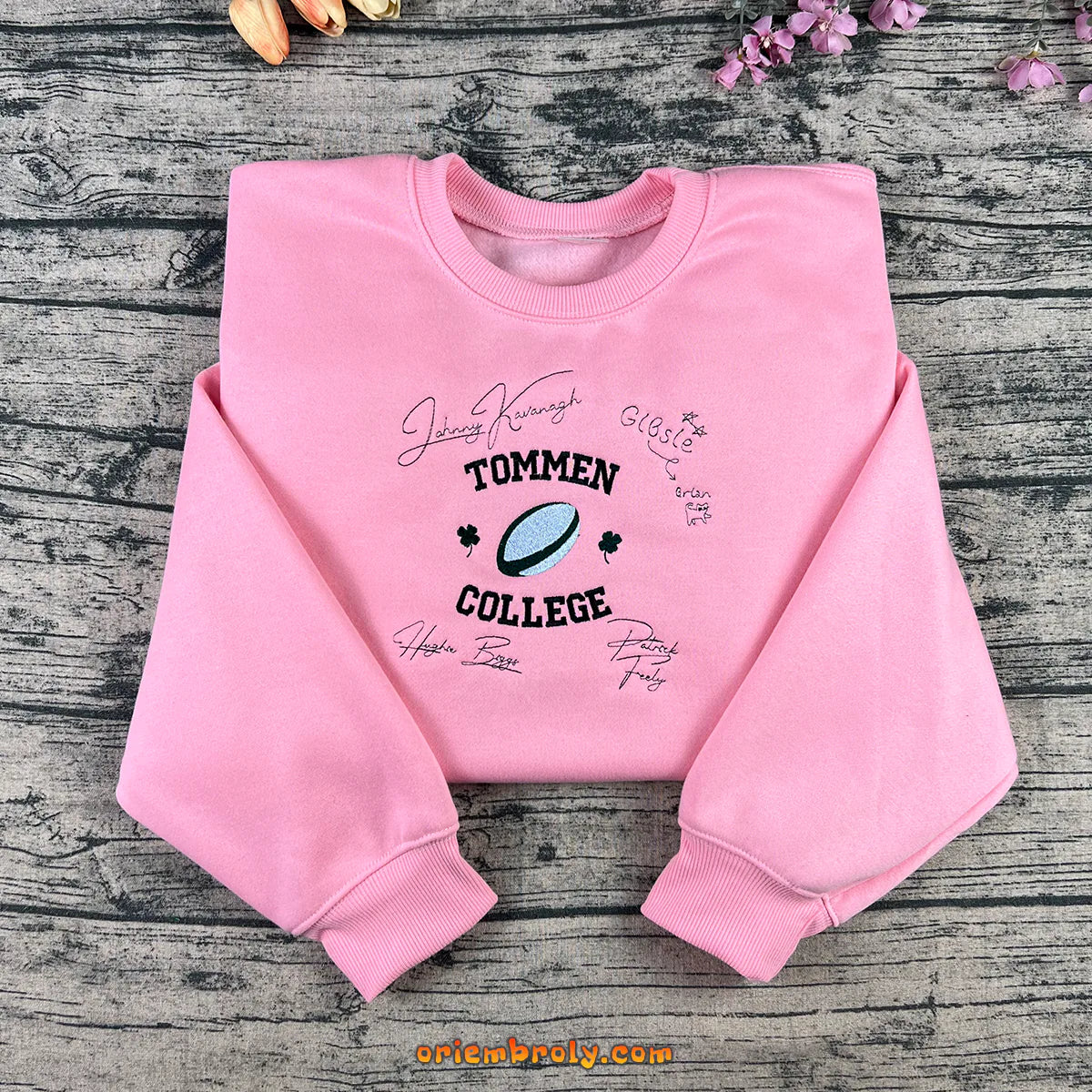 Johnny Kavanagh embroidered college sweatshirt