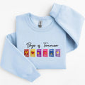 Bookish sweatshirt front view with intricate embroidery