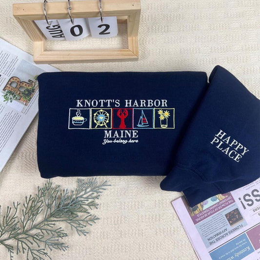 Knott's Harbor Embroidered Sweatshirt | Maine Happy Place | Bookish Gifts