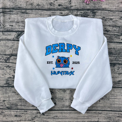 Embroidered Demon Hunter Tiger Sweatshirt – Kpop inspired derpy tiger hoodie, trendy Hunters merch crewneck shirt