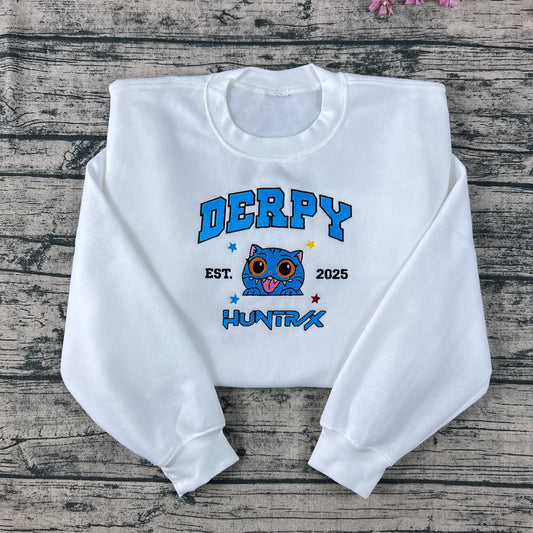 Embroidered Demon Hunter Tiger Sweatshirt – Kpop inspired derpy tiger hoodie, trendy Hunters merch crewneck shirt