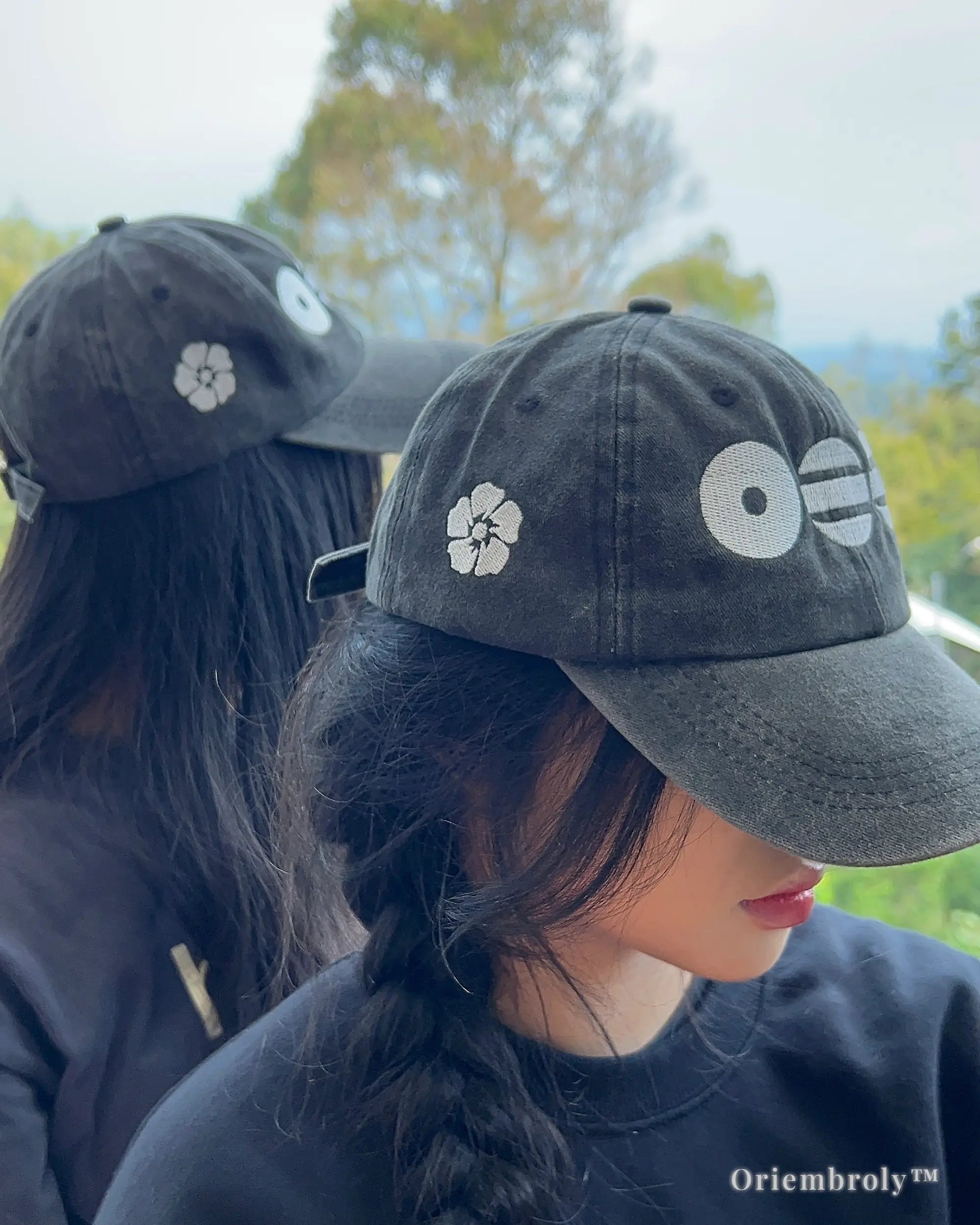 kpop embroidered cap minimalist black hat