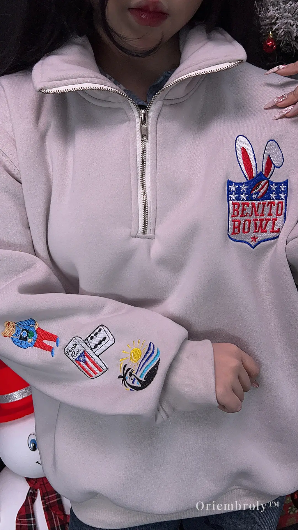 Pink embroidered football fan sweatshirt for everyday wear