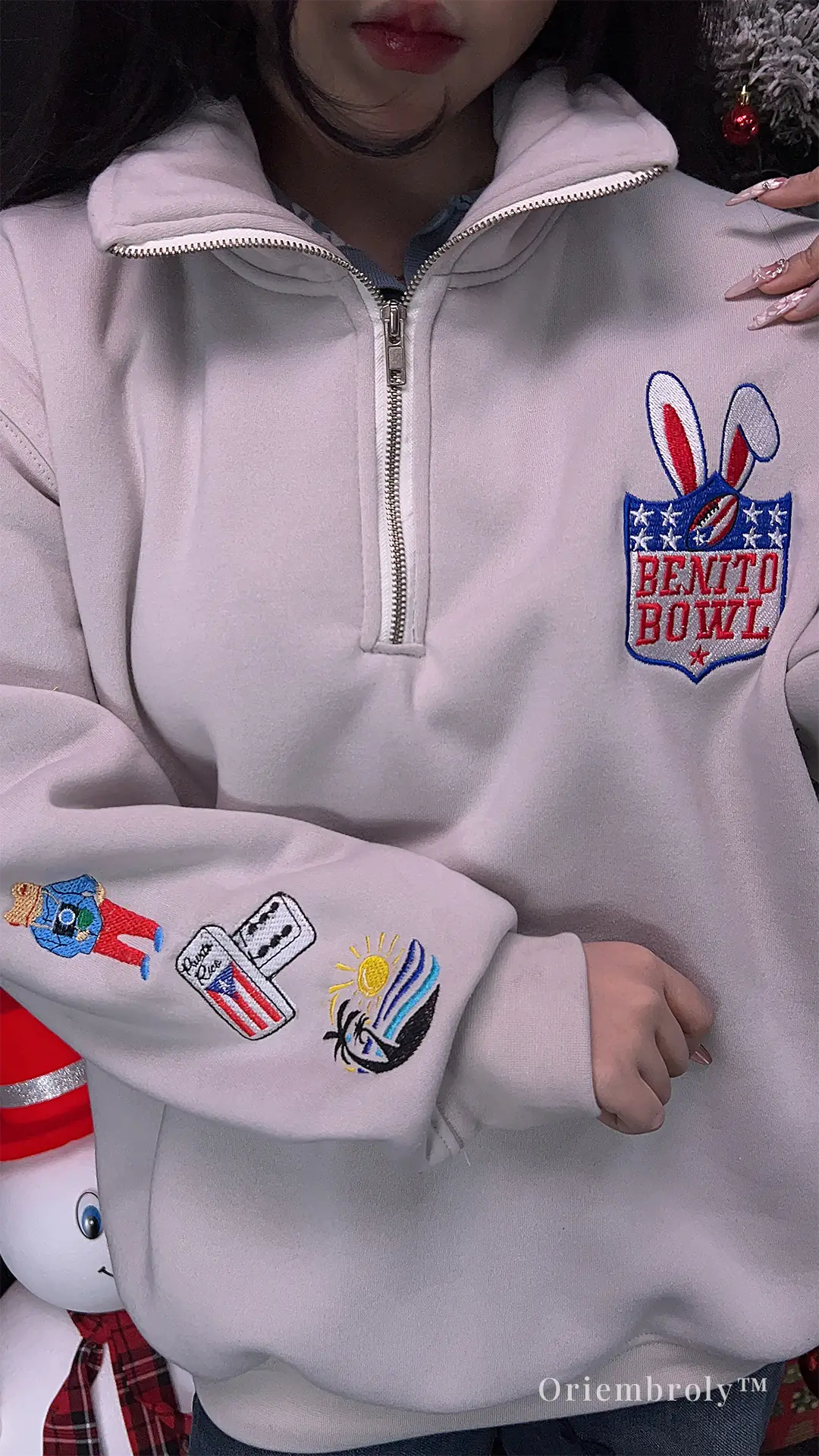 Pink embroidered football fan sweatshirt for everyday wear