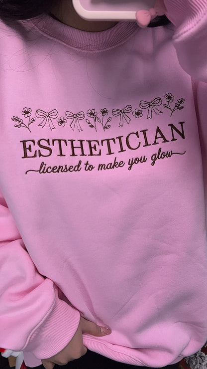 Pink unisex crewneck for beauty industry professionals