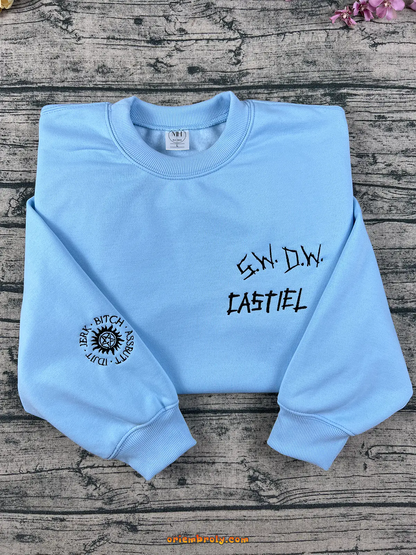 Supernatural Embroidered Sweatshirt – Dean, Sam, Castiel, Baby Car & Antipossession Symbol Hoodie – Fangirl Cosplay Jumper
