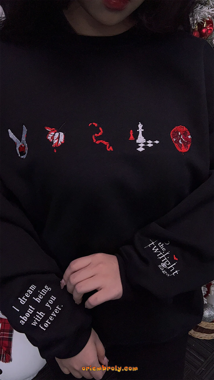 Fantasy novel symbols embroidered sweater