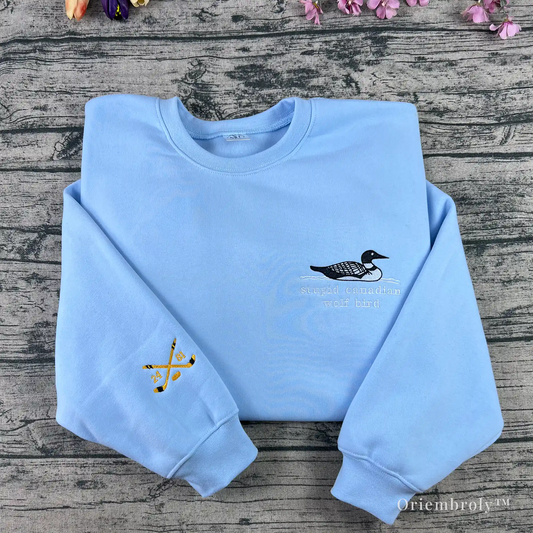 Hockey fan inside joke embroidered sweatshirt