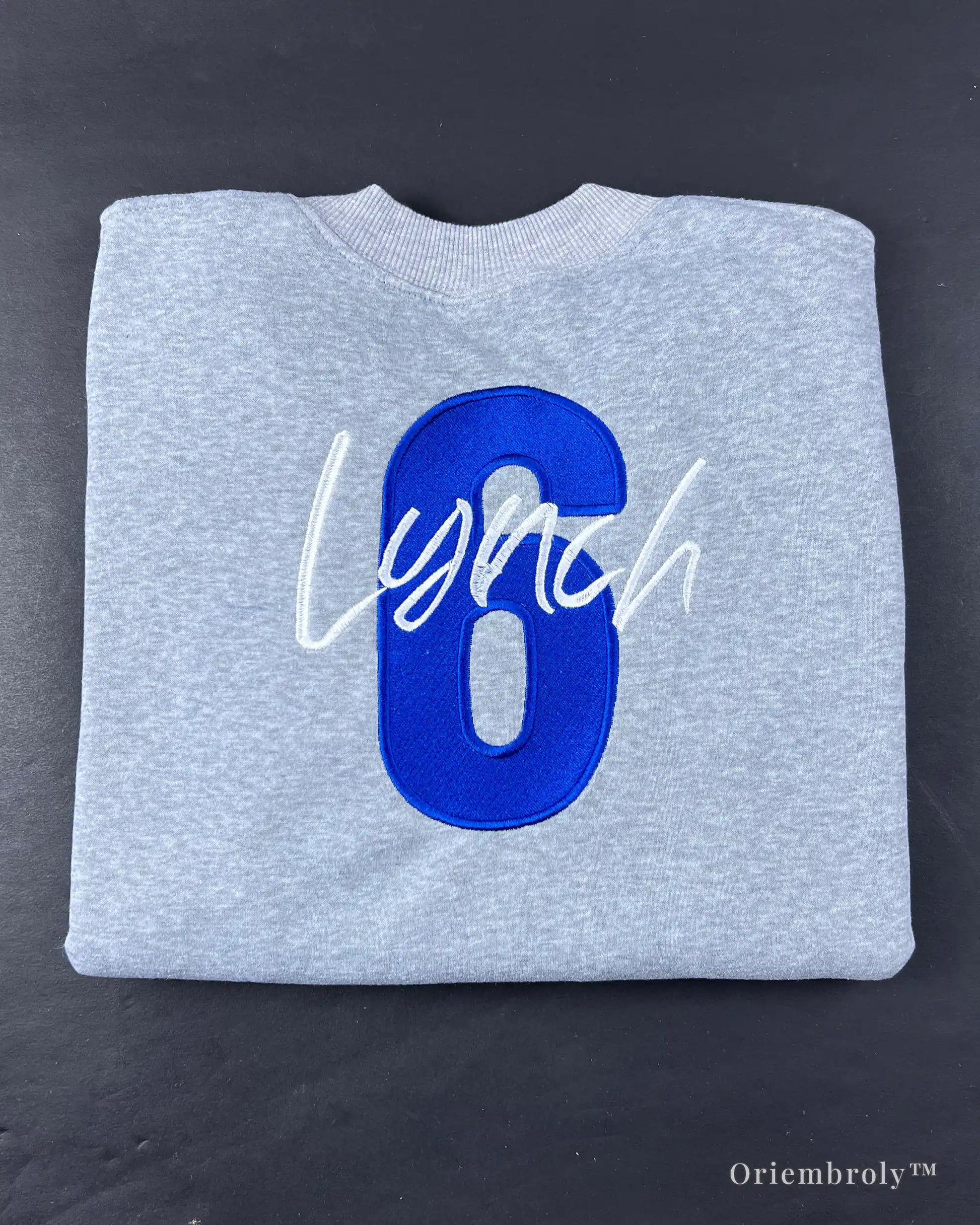 lynch 6 varsity-number-embroidered-back-sweatshirt