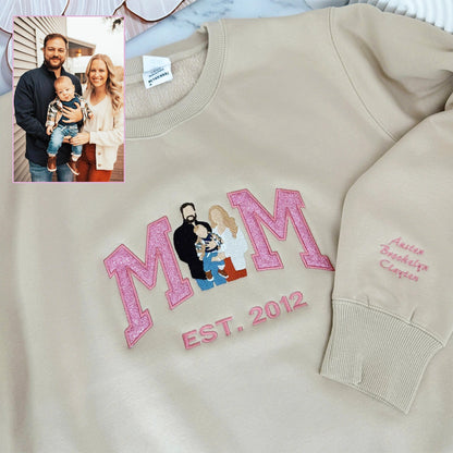 Front view of the Mama Sweatshirt with Custom Photo Embroidery