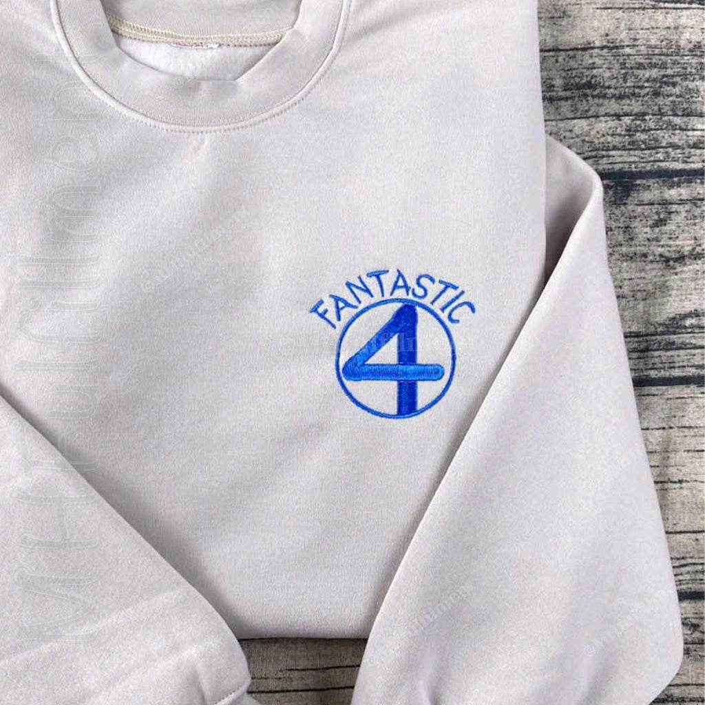 Embroidered Fantastic Four Sweatshirt – Marvel Superhero Reed Richards Crewneck | MCU Fan Shirt