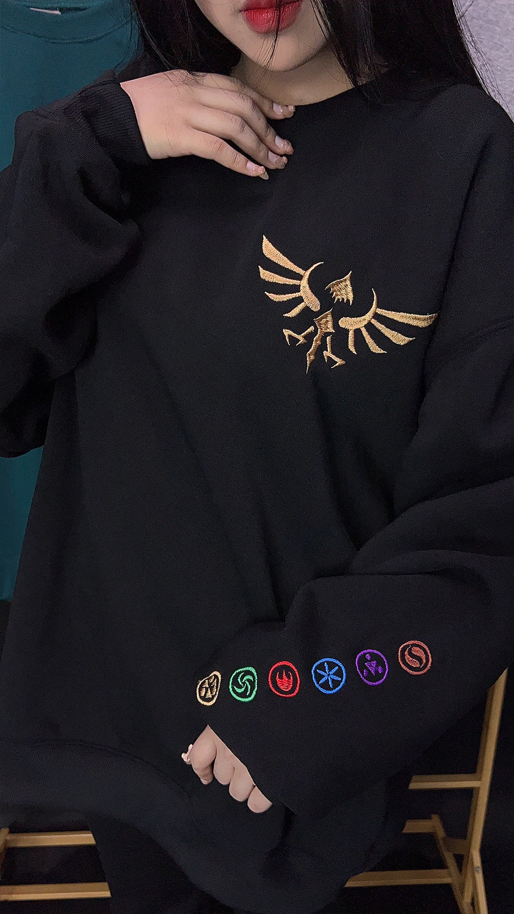 Master Sword embroidered hoodie – Zelda Tears of the Kingdom gamer gift