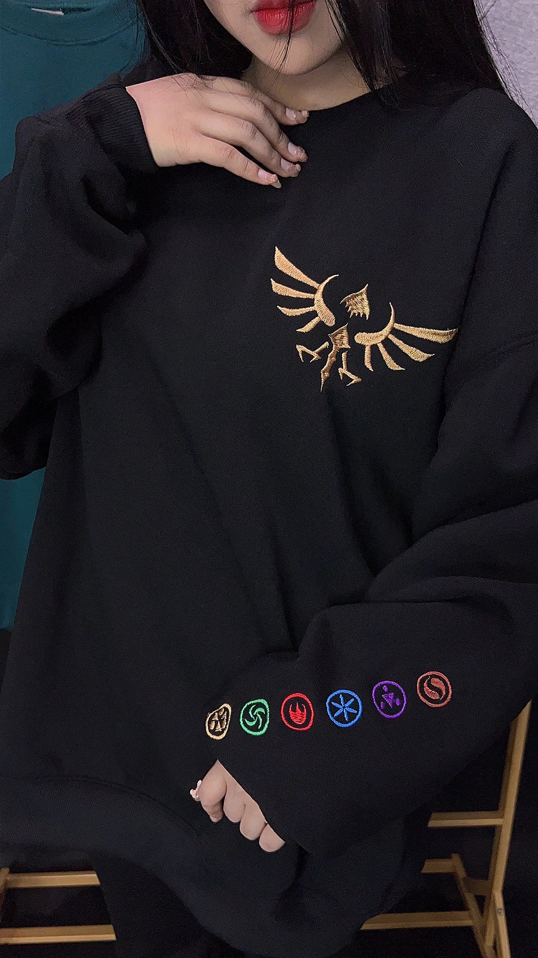 Master Sword embroidered hoodie – Zelda Tears of the Kingdom gamer gift
