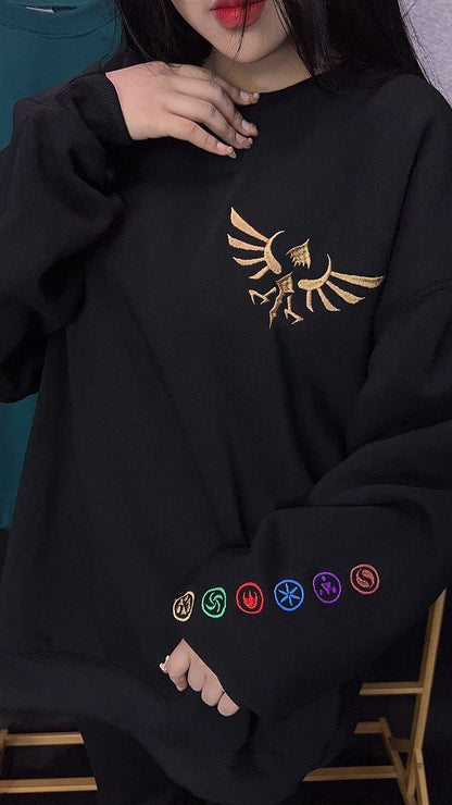 Master Sword embroidered hoodie – Zelda Tears of the Kingdom gamer gift