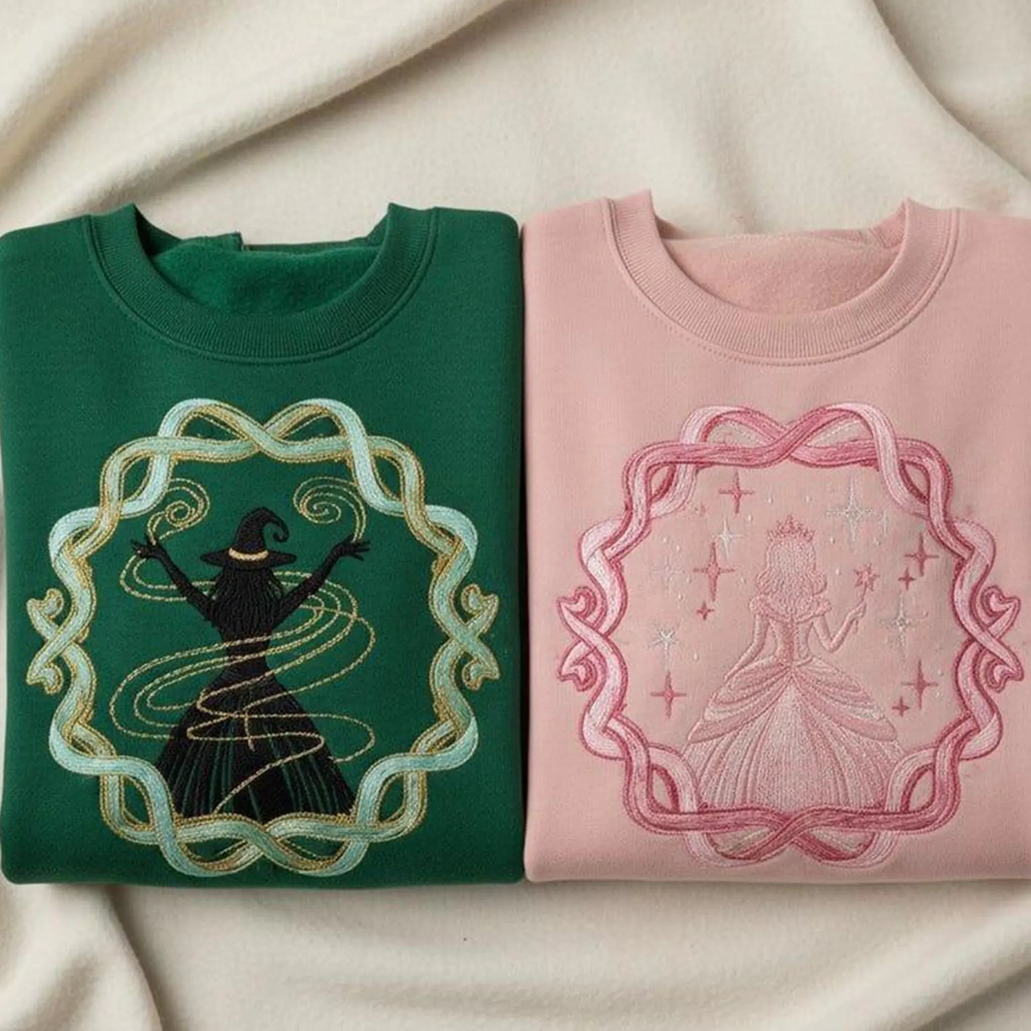Pink and green matching fantasy duo shirts set for couples