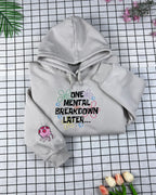 Embroidered hoodie with mental health quote – great for self-care gifts