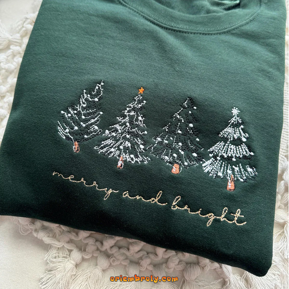 Merry and Bright embroidered Christmas sweatshirt