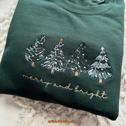 Merry and Bright embroidered Christmas sweatshirt
