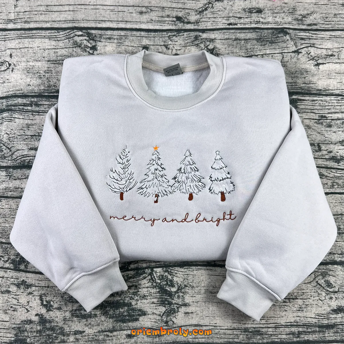 Merry and Bright embroidered Christmas sweatshirt