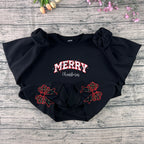 Merry Christmas sweatshirt with bow and lights embroidered design