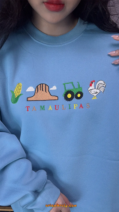Mexican heritage sweatshirt with agriculture icons