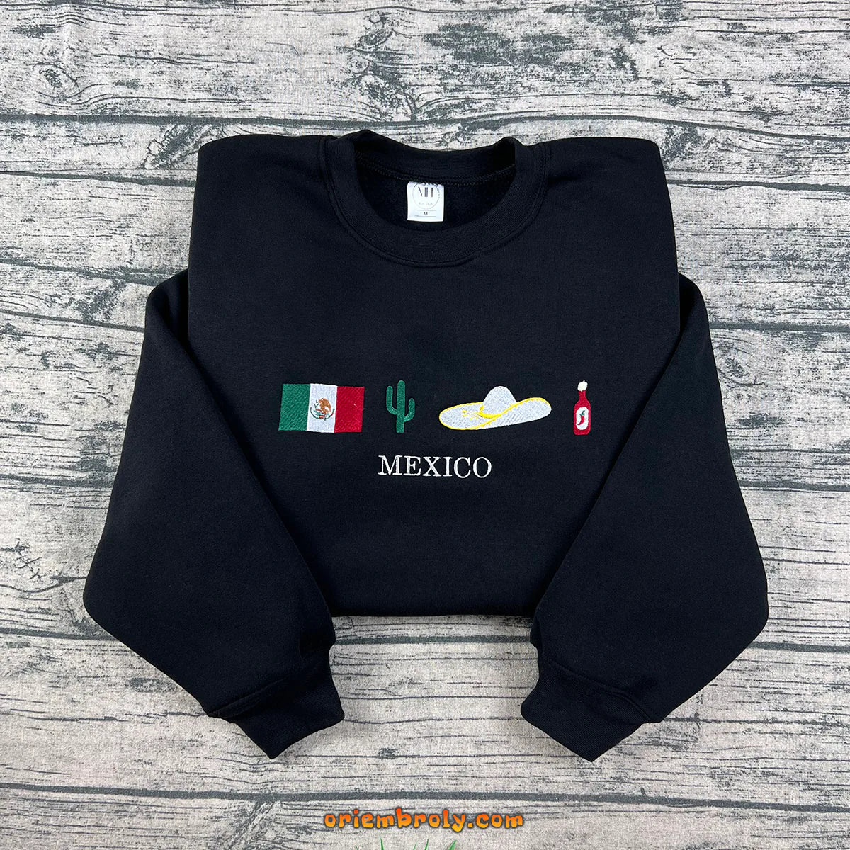 Mexico embroidered sweatshirt with flag and sombrero