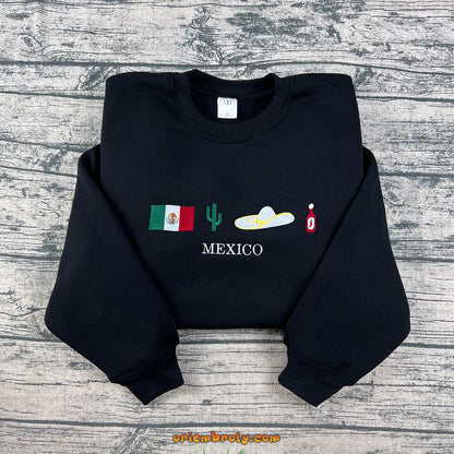 Mexico embroidered sweatshirt with flag and sombrero