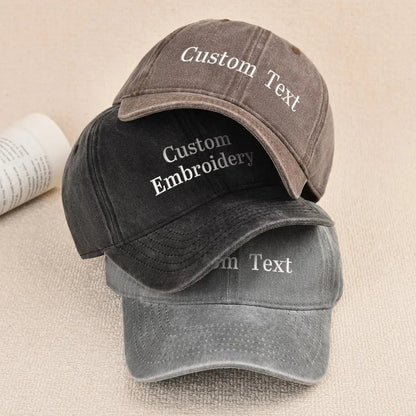 minimalist embroidered cap custom text design