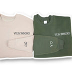 Minimalist embroidered Roman numeral sweatshirt with subtle and elegant design.