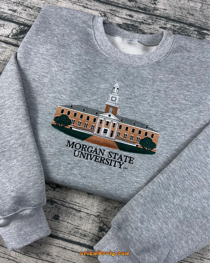 Morgan University hoodie with college logo embroidery