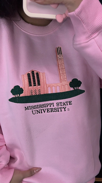 MSU Bulldogs inspired embroidered sweatshirt