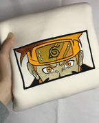 Naruto Uzumaki Sage Mode anime embroidered vintage crewneck sweatshirt in white