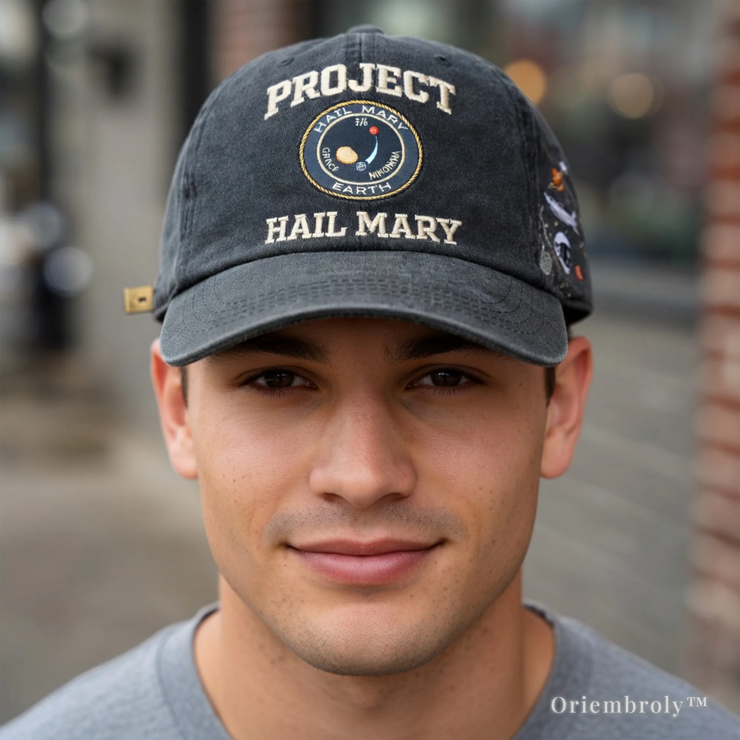 NASA style embroidered hat with mission patch design