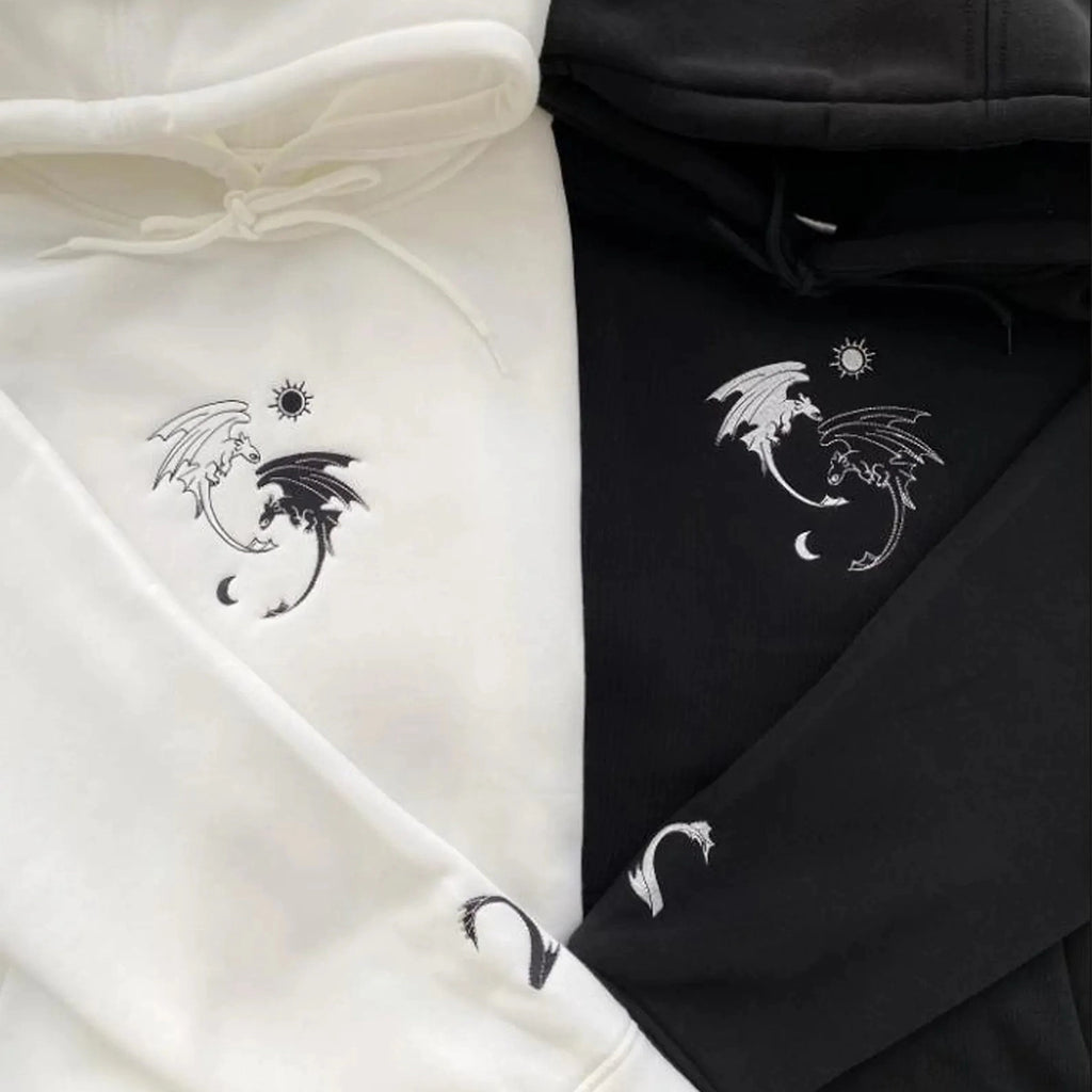 Night Fury and Light Fury embroidered hoodie